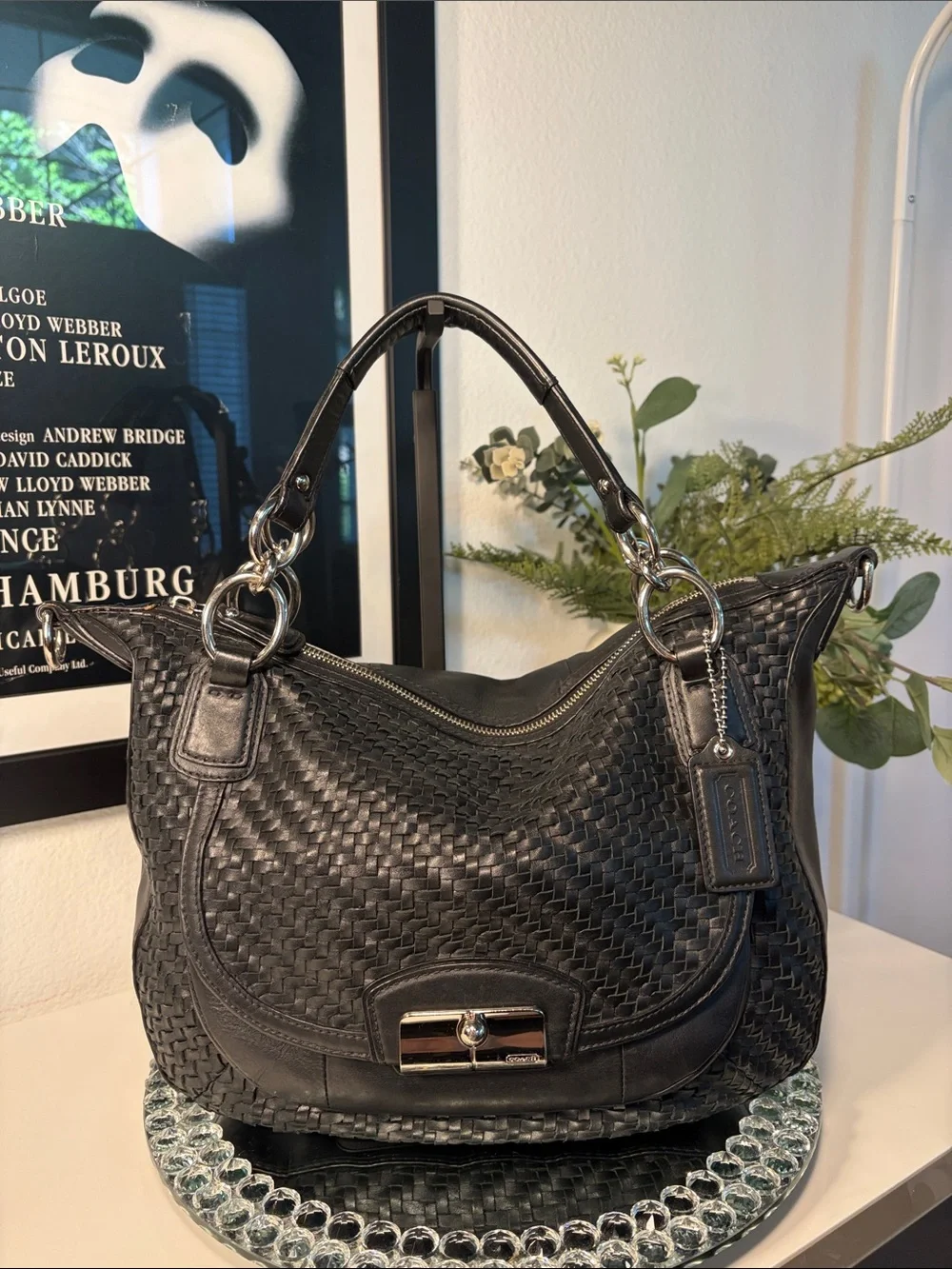 Coach Kristin Woven Leather Round Satchel